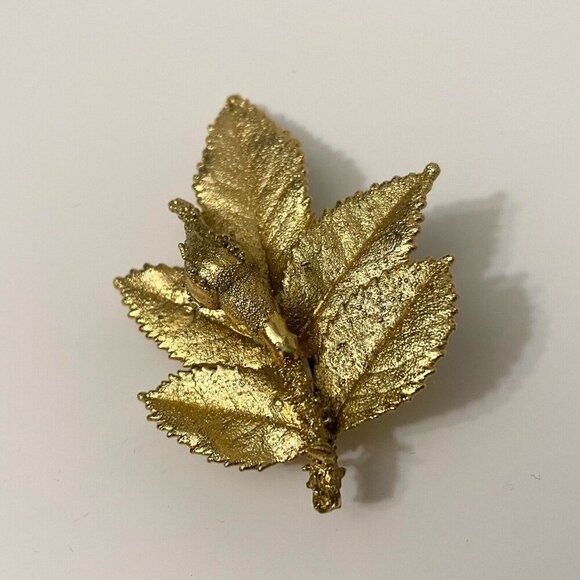 Vintage Leaf Flower Floral Rose Brooch Pin - Picture 15 of 16